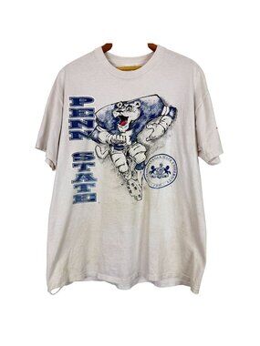 Vtg Penn State Nittany Lion T Shirt XL Graphic Blue White Collegiate Tee